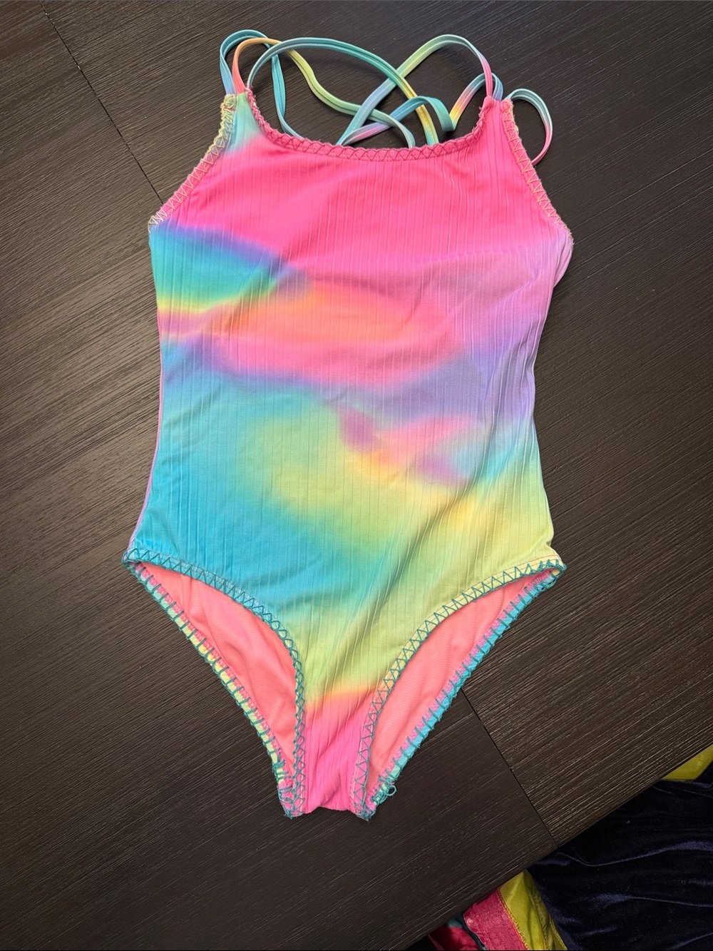 Kids Rainbow Tie-Dye One-Piece Swimsuit